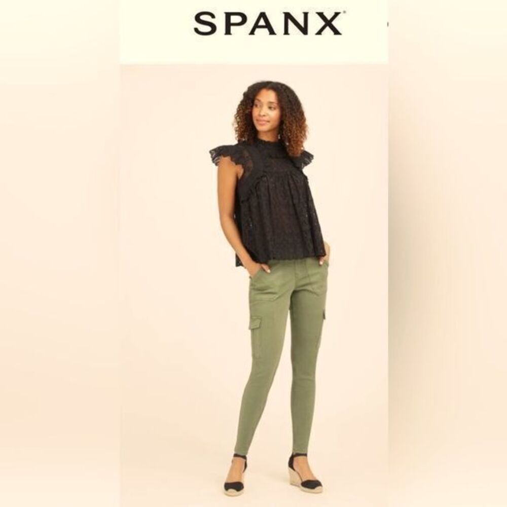 SPANX Olive Skinny Pants with Cargo Pockets